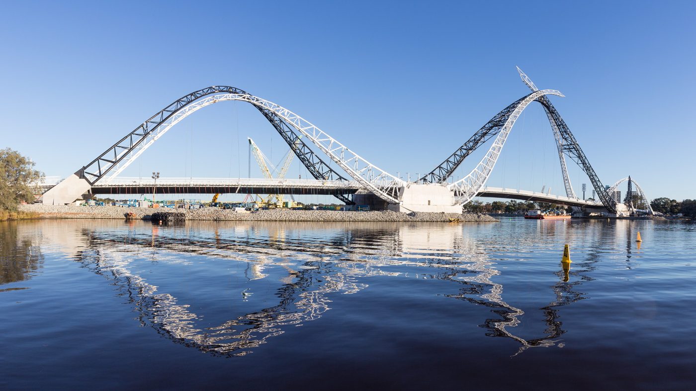 Matagarup Bridge reflected in the Swan River
